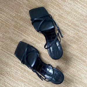 Dear Frances Black Strappy Heels, Great Condition